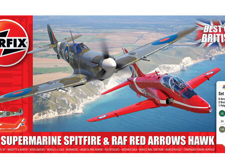 Airfix 1/72 Best of British Supermarine Spitfire & RAF Red Arrows Hawk (A50187)