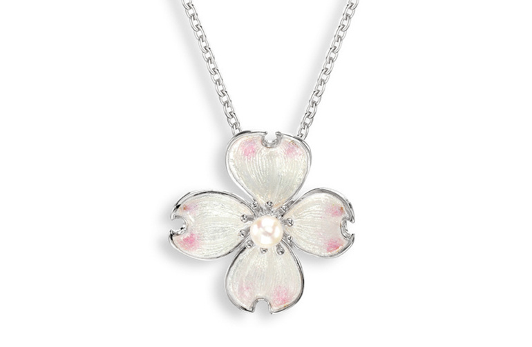 akoya pearl flower pendant enamel jewellery