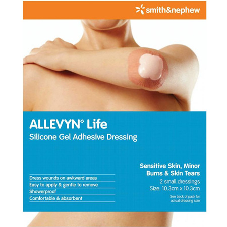 ALLEVYN LIFE SILICON GEL ADHESIVE DRESSING SMALL 10.3CM X 10.3CM 2 PACK
