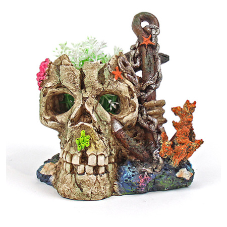 Allpet Aqua Skull & Anchor with Plant
