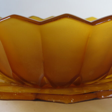 Amber glass bowl and plate