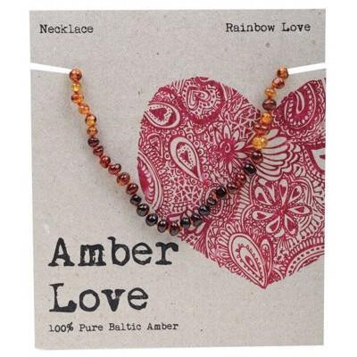 Amber Love Children's Necklace, Rainbow Love