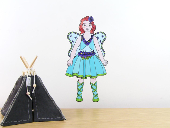 Amber's Fairy costume dress up doll wall decal