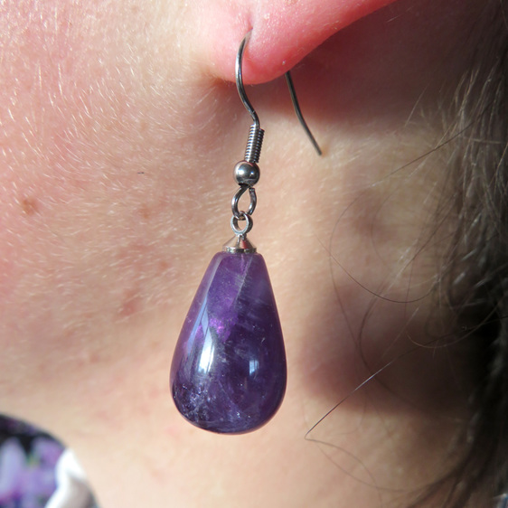 Amethyst drop shaped earrings