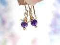 Amethyst february birthstone rosehips gold earrings lily griffin nz jeweller