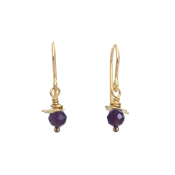 Amethyst february birthstone rosehips gold earrings lilygriffin nz jewellery