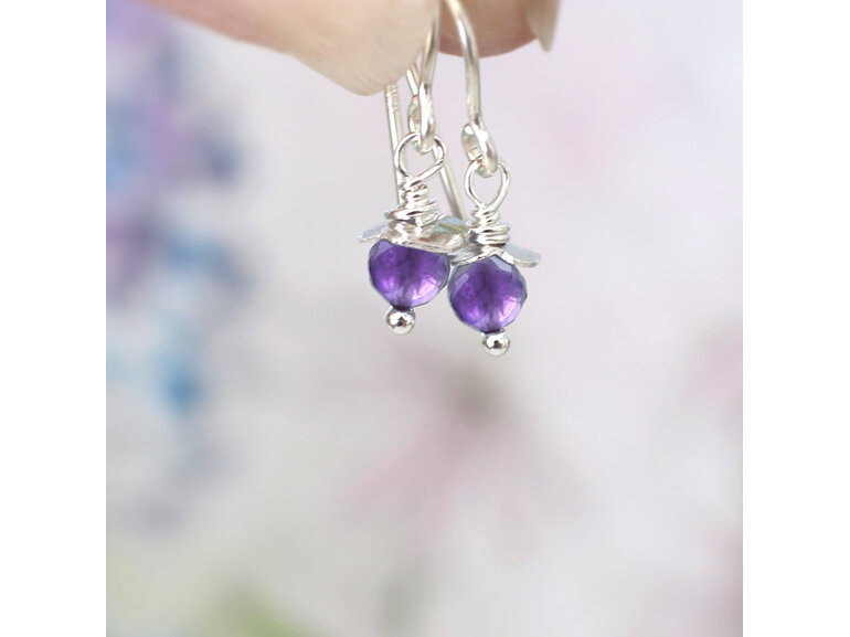 amethyst february birthstone rosehips silver earrings lilygriffin nz jewellery