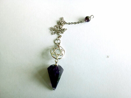 Amethyst Pendulum On Silver Chain With Hexagram