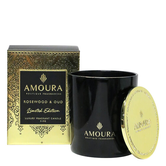 AMOURA Candle Rosewood & Oud 310g fragrance home gift