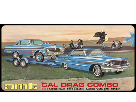 AMT 1/25 Cal Drag Combo - 1964 Galaxie, AWB Falcon & Trailer (AMT1223)