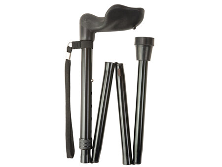 Anatomical Handle Black Walking Stick Extendable Right Hand