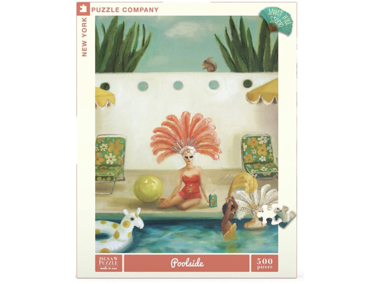 anet Hill Studio Poolside 500 Piece Puzzle Whimsical New York Puzzle