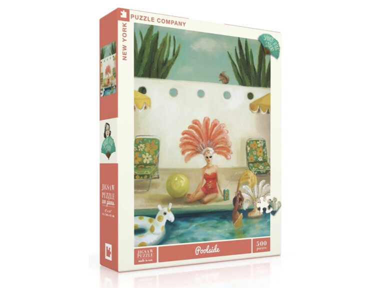 anet Hill Studio Poolside 500 Piece Puzzle Whimsical New York Puzzle Company