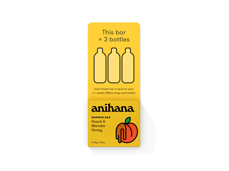 Anihana Shower Bar Peach & Honey 80g eco nz plasticfree