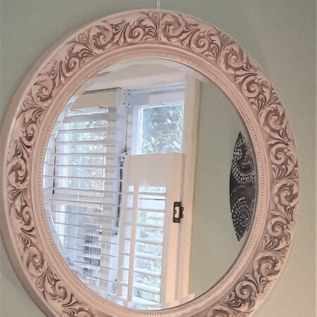 Antique Cream Round Mirror - $650