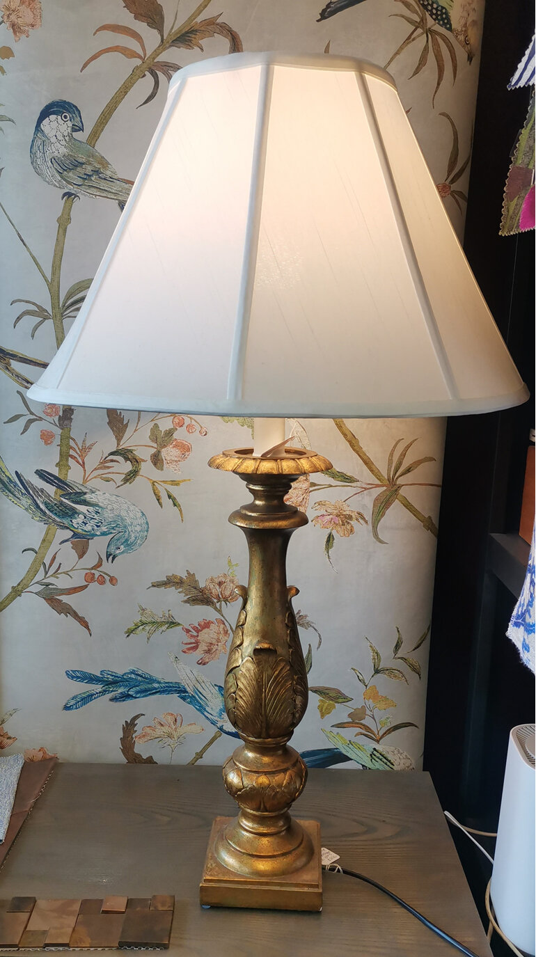 Antique Gold Table Lamp with Cream Shade New Zealand