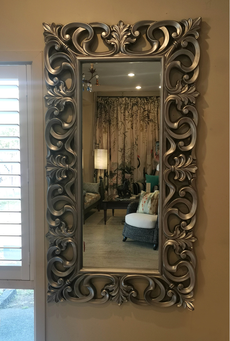 Antique scroll mirror silver interiors new zealand nz bloomdesigns