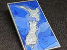 aotearoa new zealand flag map large geocoin for geocaching, exclusive, silver