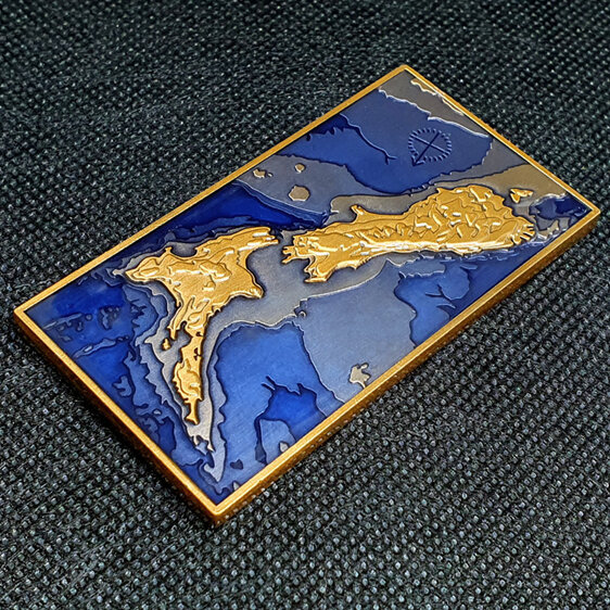 aotearoa new zealand flag map large geocoin for geocaching, exclusive, gold