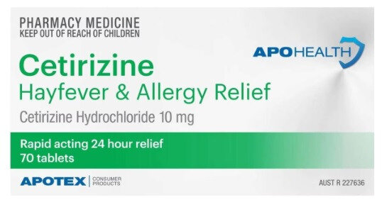 Apohealth Cetirizine Hayfever & Allergy Relief Tablet 70