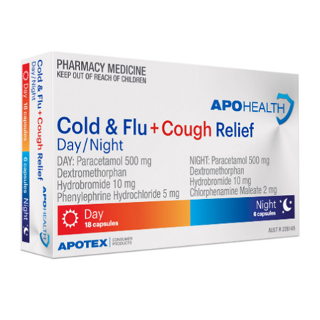 APOHEALTH COLD & FLU COUGH RELIEF PE DAY & NIGHT 24 CAPSULES