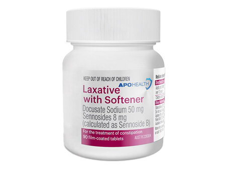 Apohealth Laxative With Softener Bottle 90 Tablets [Packing]