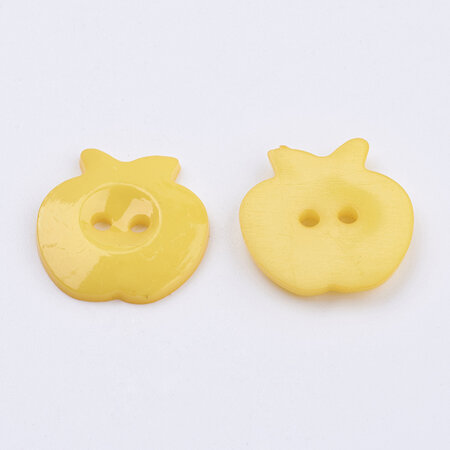 Apple Plastic Buttons - Yellow