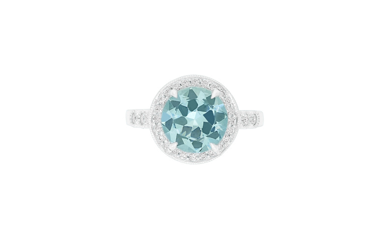 aquamarine and diamond 18ct white gold ring