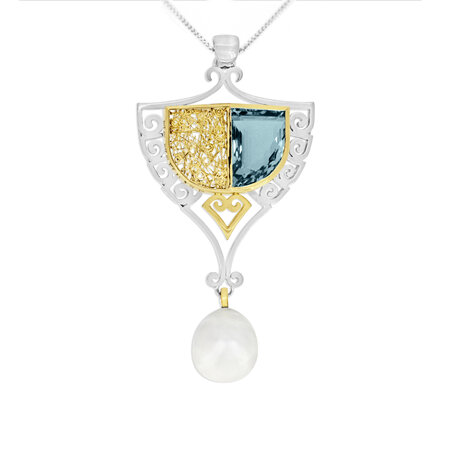 Aquamarine and Pearl Pendant