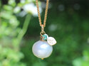 Arabella solid gold leaf emerald may birthstone pearl pendant lilygriffin nz