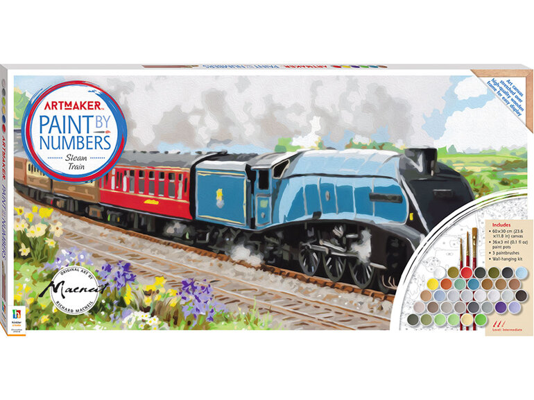 Art Maker Paint by Number Canvas Steam Train activity kit
