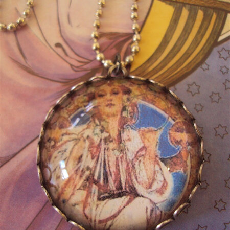 Art Nouveau round silver globe pendant