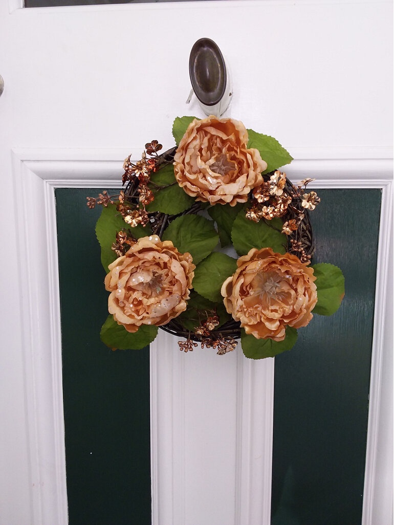 #artificialflowers#fakeflowers#fauxflowers#wreath#cane#gold#peonies#christmas