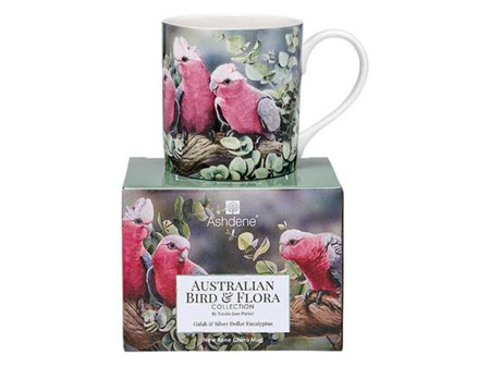 Australia Bird Flora Rosella & Banksia New Fine China Mug Cup Matching Gift Box