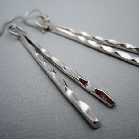 Astro Duo Sterling Silver Faceted Bar Earrings