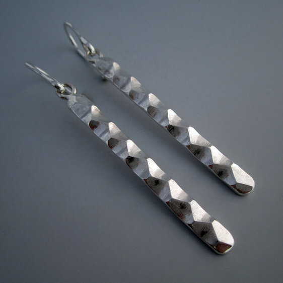 Astro Sterling Silver Faceted Long Bar Earrings