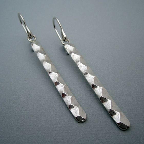 Astro Sterling Silver Faceted Long Bar Earrings