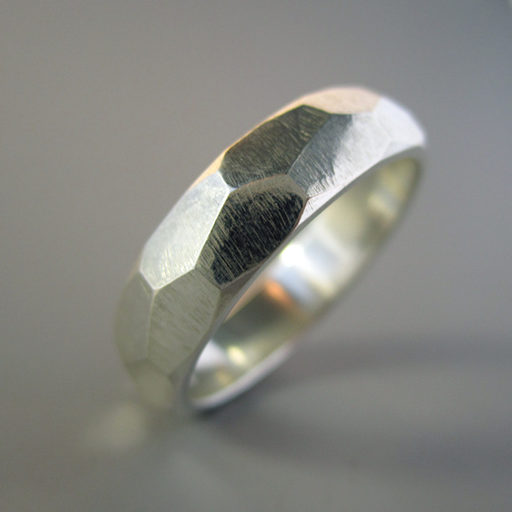 Astro Sterling Silver Faceted wide ring band men and women