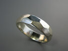 Astro Unisex Sterling Silver Faceted Ring Band