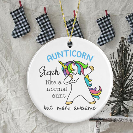 Aunticorn (or other) Personalised  Ceramic Christmas Ornament
