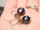 aurora pearl earrings black opal gold floral wedding jewellery lily griffin nz