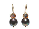 aurora pearl earrings black opal gold flowers peacock rainbow lily griffin nz