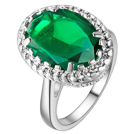 Awesome Waterdrop Emerald & Silver Ring Size US9