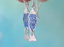 Azure blue ika iti fish silver earrings ocean sea lily griffin nz jewellery