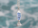 Azure blue ika iti fish silver pendant handmade lilygriffin nz jeweller