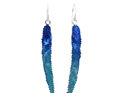 Azure blue turquoise seaweed frond sterling silver long earrings lilygriffin nz