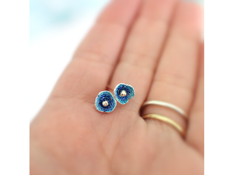 Azure ocean flower studs turquoise sterling silver earrings lily griffin nz