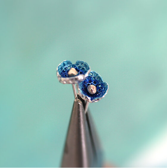 Azure ocean flower studs turquoise sterling silver studs lilygriffin nz jeweller