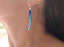 azure turquoise blue seaweed fronds long earrings handmade lilygriffin nz