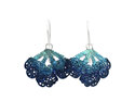 Azure turquoise indigo blue sea fan earrings lace lily griffin nz jewellery